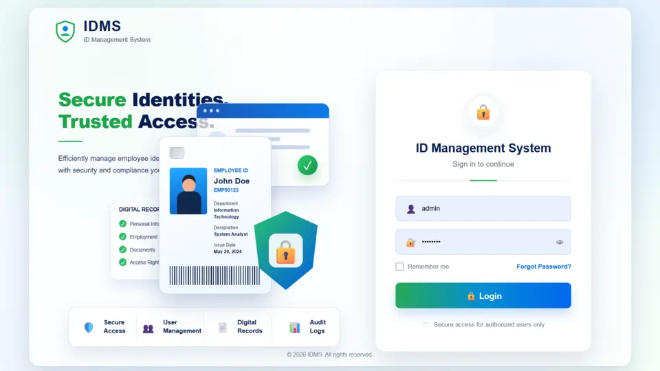 ID Management System interface preview