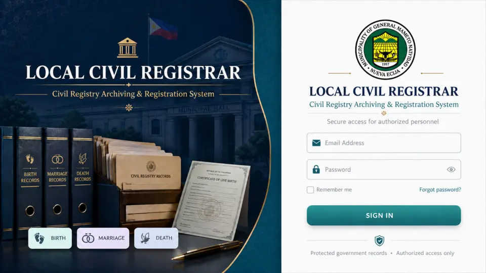 Local Civil Registrar interface preview