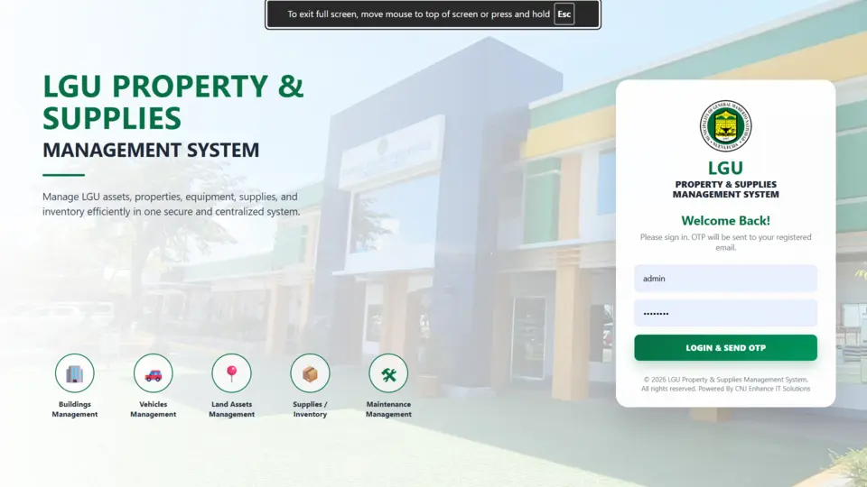 Property & Supplies Management interface preview