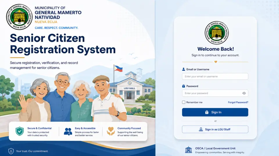 Senior Citizen Registration interface preview