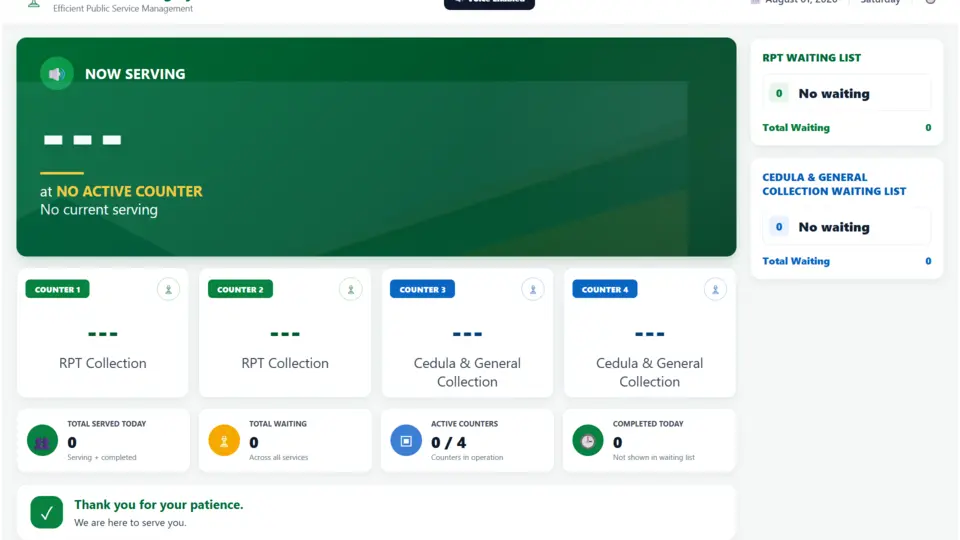 Smart Queueing System interface preview
