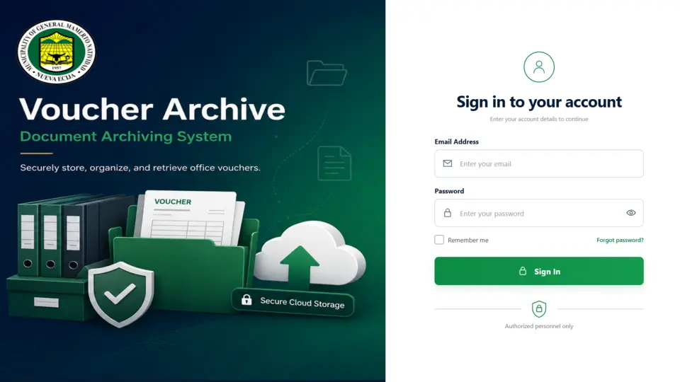 Voucher Document Archive interface preview
